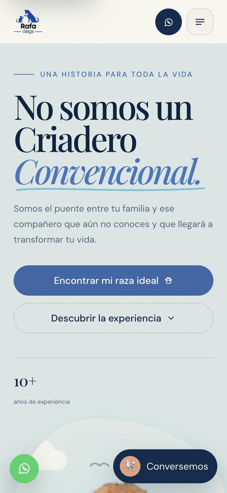 Inicio de rafadogs.com en el celular