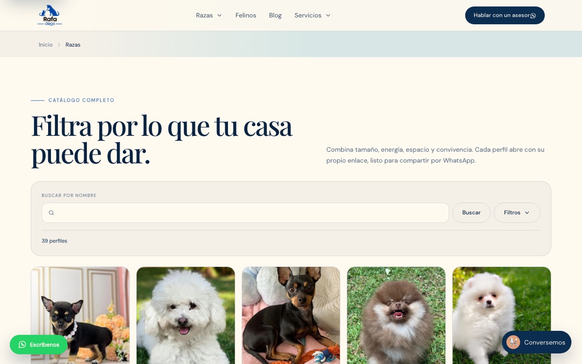 Catálogo de razas de rafadogs.com