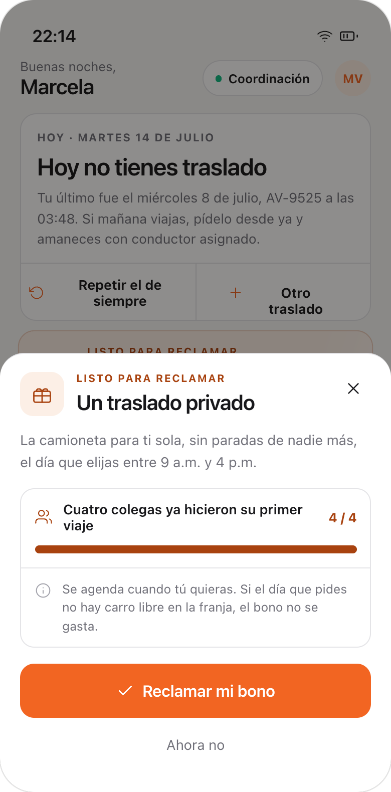 Bono de traslado privado