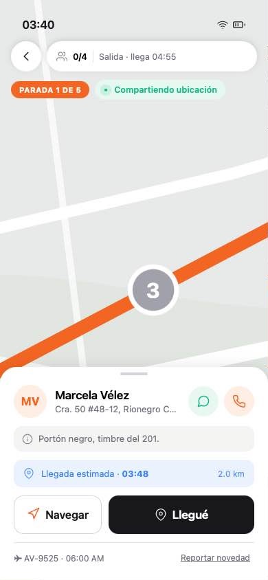 App del conductor de Rendio